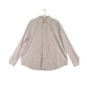 ARKET Mens Relaxed Fit Pinstripe Button Down Shirt White Blue Long Sleeve‎ Large